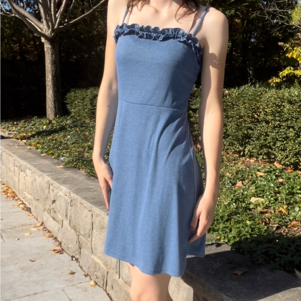 ruffled blue casual dress